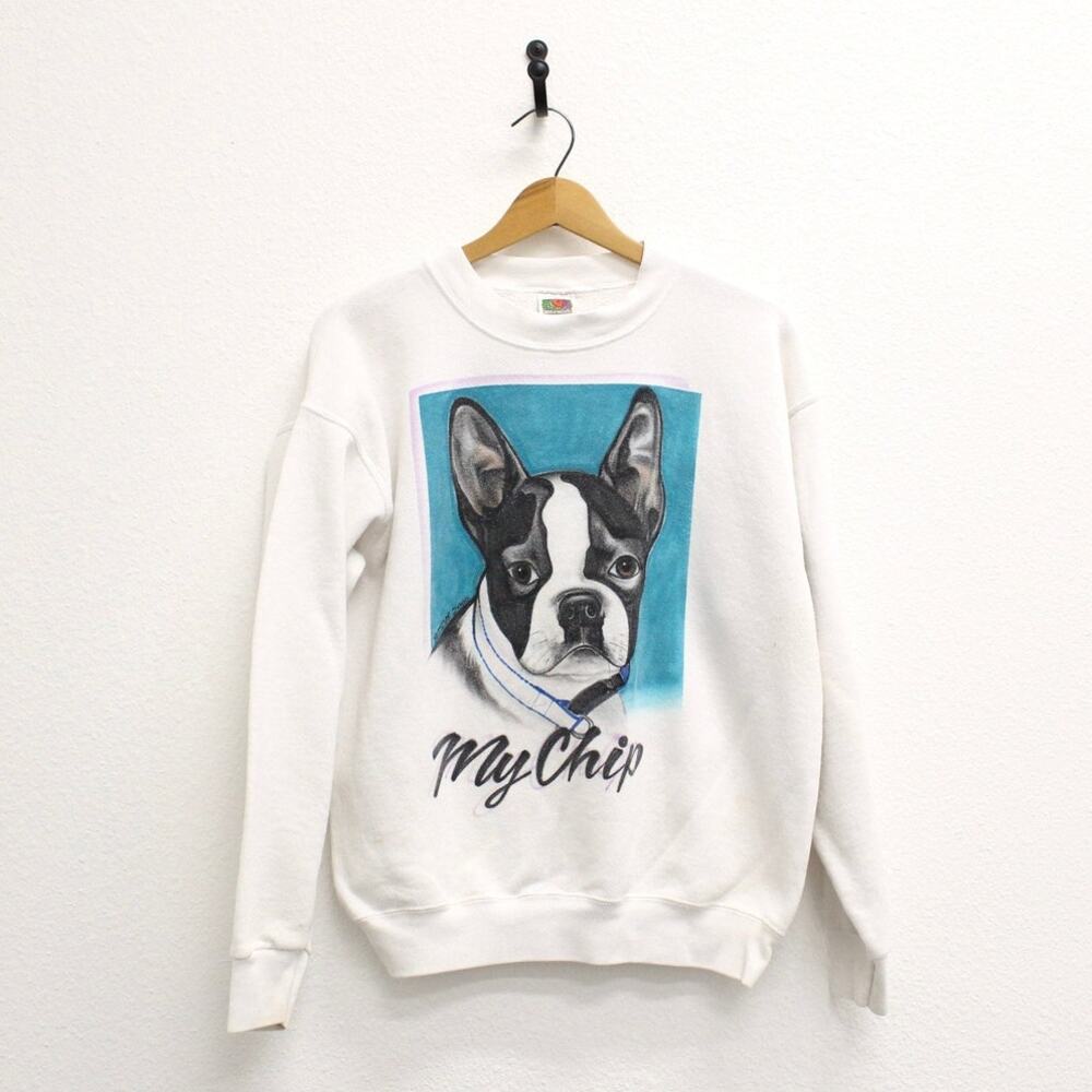 Vintage French Bulldog Dog Sweatshirt Medium